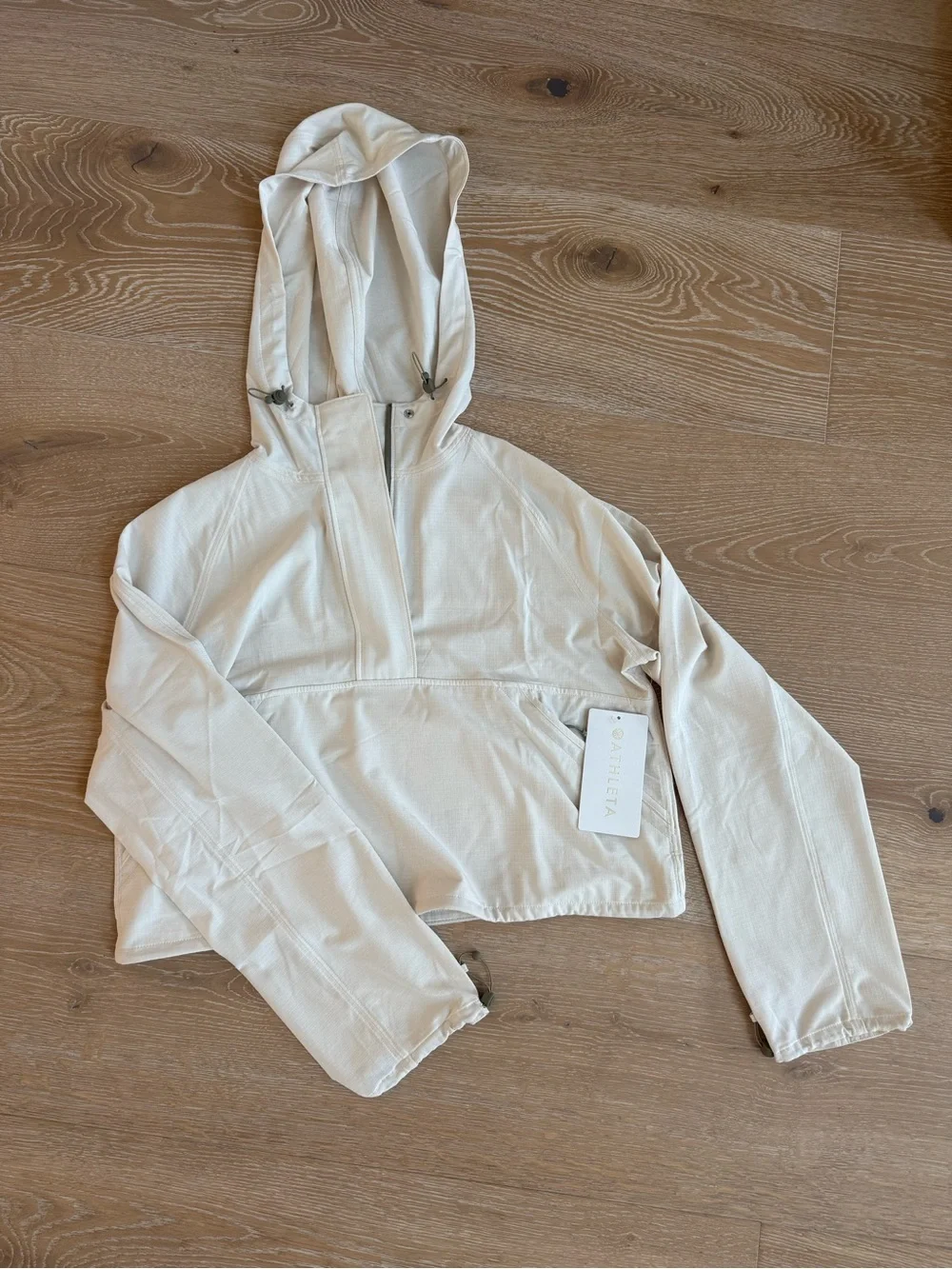 Athleta Cream Lightweight Hooded Utility Anorak